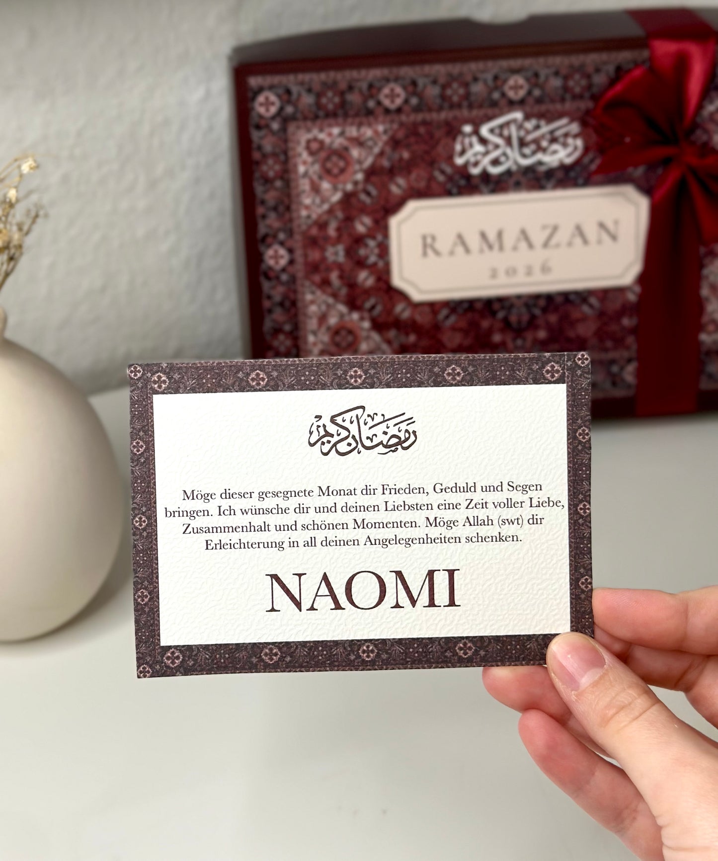 Personalized Ramadan Card Red Rug Turkish/German