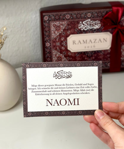 Personalized Ramadan Card Red Rug Turkish/German