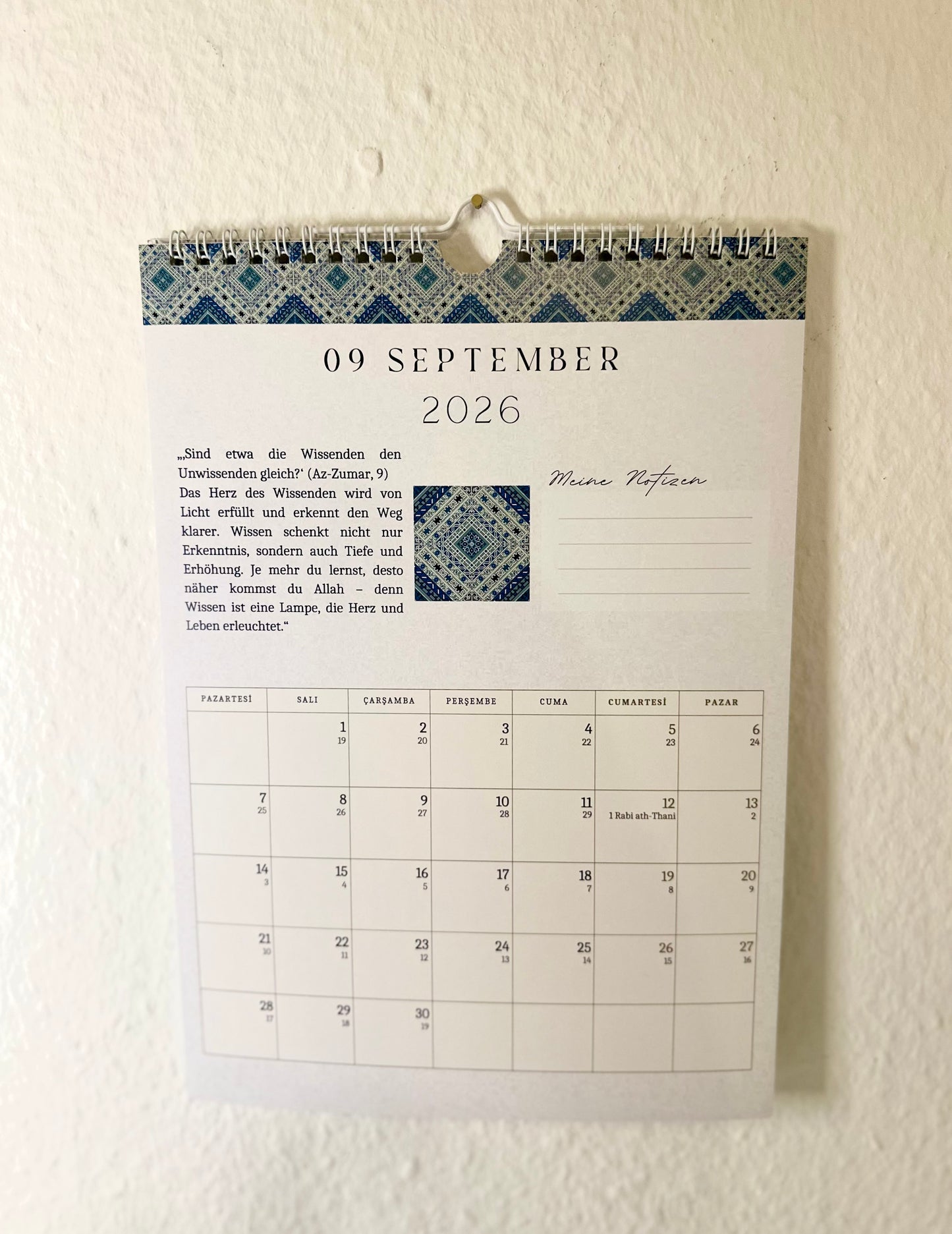 Islamischer Hijri Wandkalender deutsch