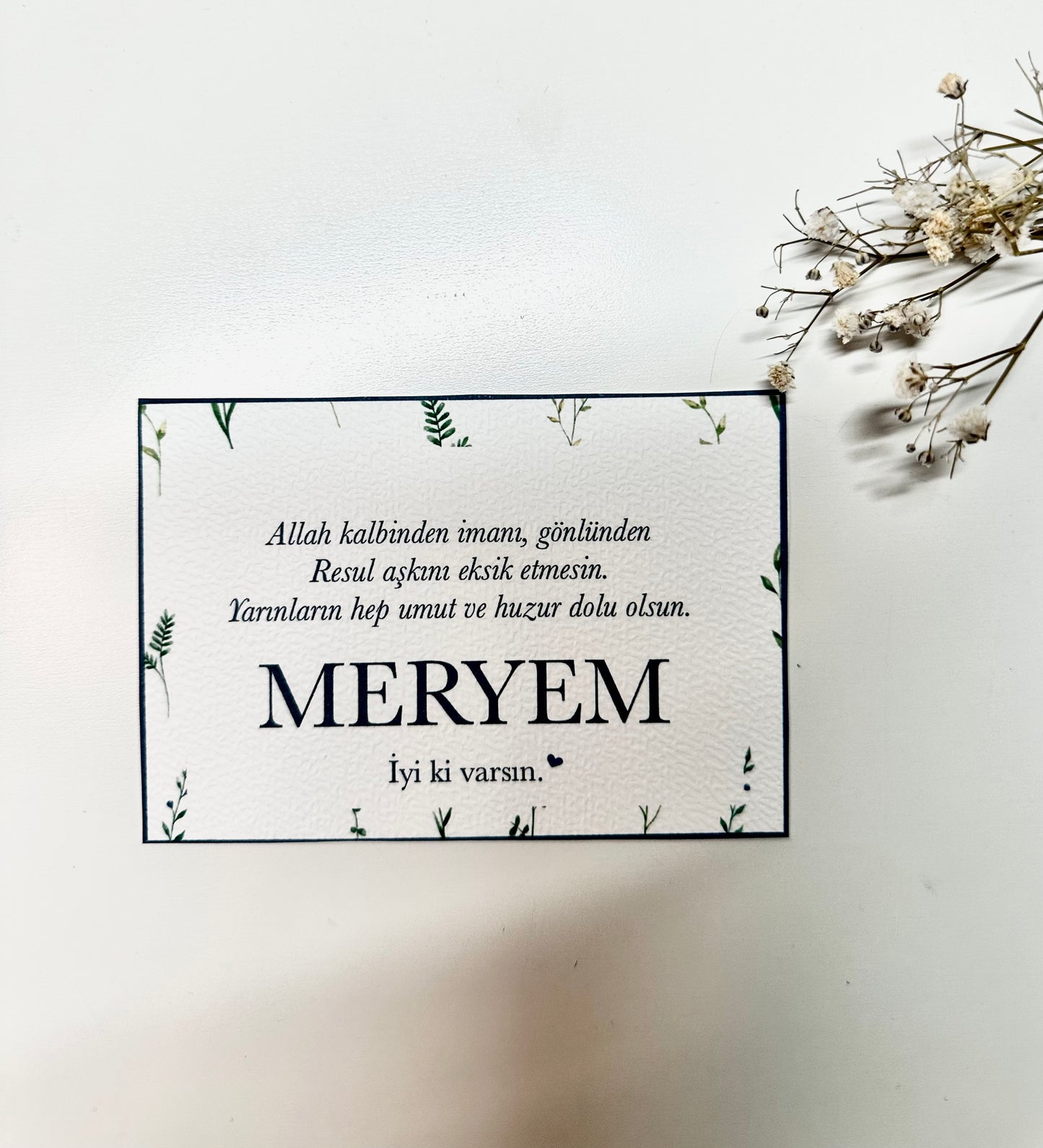 Personalized Card "Blue Flower" German/Turkish