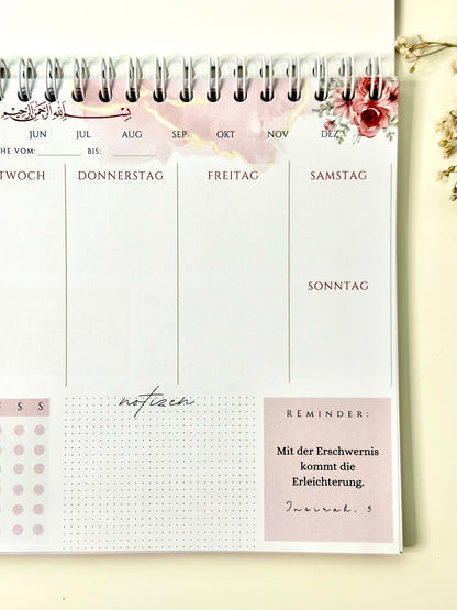 İslami haftalık planlayıcı Roses Almanca/Türkçe