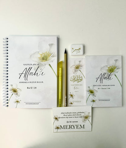 “White Flower” personalized set of 5 / 7 Turkish