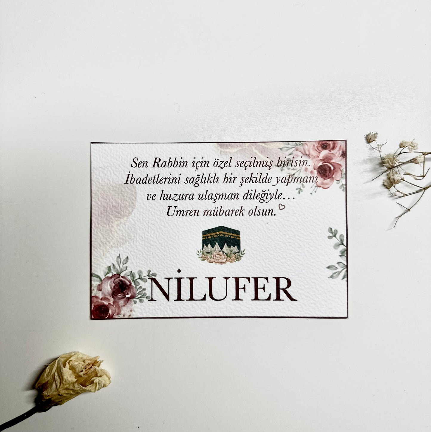 Kişiye Özel Umre Kartı “Güller” Türkçe