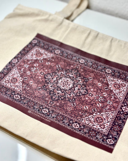 Red Rug Tote Bag mit Reißverschluss