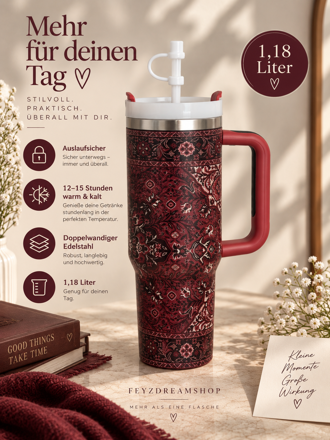 1,18 Liter Red Rug Thermosflasche mit Griff