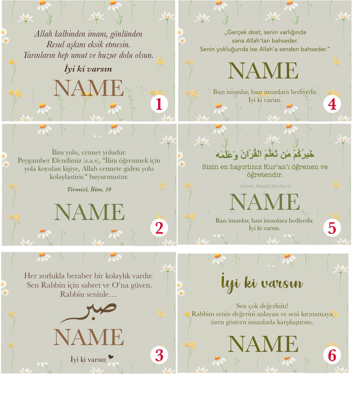 Kişiselleştirilmiş kart “Papatyam” Almanca/Türkçe