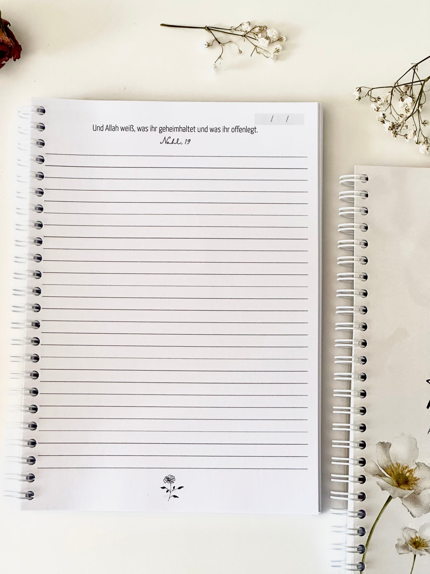 Islamic Notebook "White Flower" German/Turkish