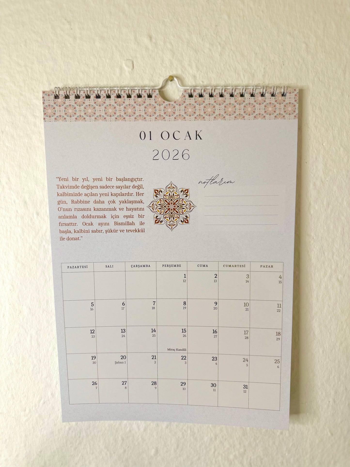 Islamischer Hijri Wandkalender türkisch