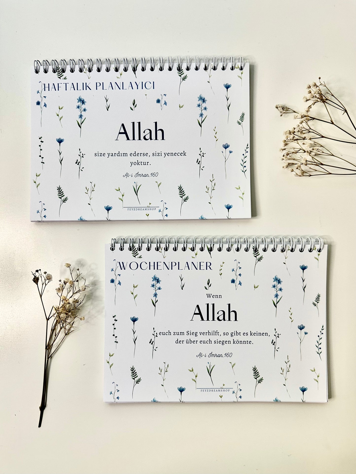 Islamic Weekly Planner Blue Flower German/Turkish