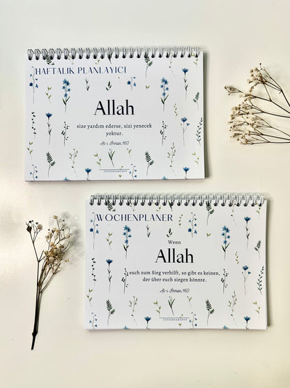 Islamic Weekly Planner Blue Flower German/Turkish