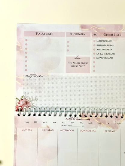 İslami haftalık planlayıcı Roses Almanca/Türkçe