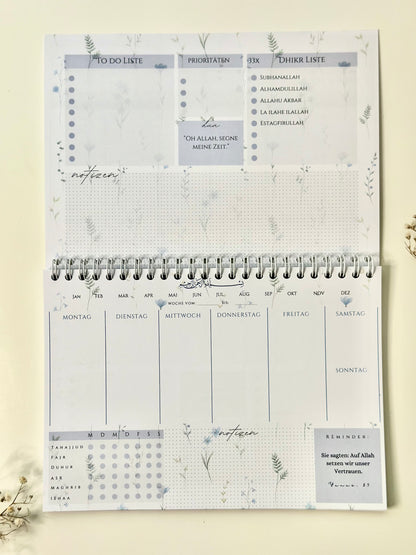 Islamic Weekly Planner Blue Flower German/Turkish