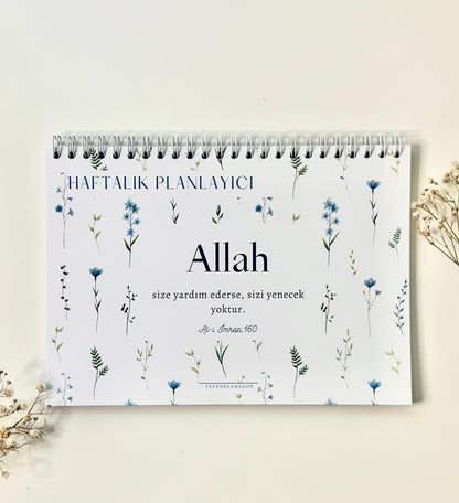 Islamic Weekly Planner Blue Flower German/Turkish