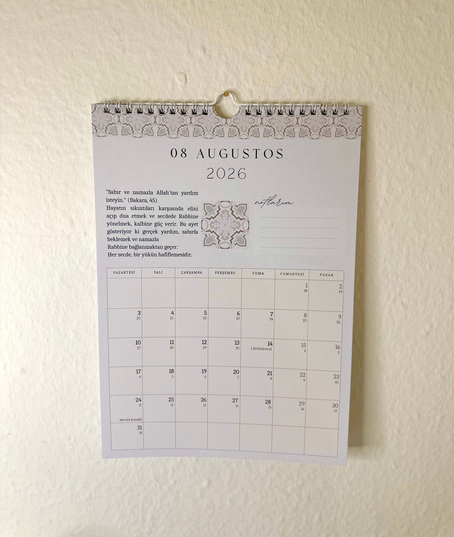 Islamischer Hijri Wandkalender türkisch