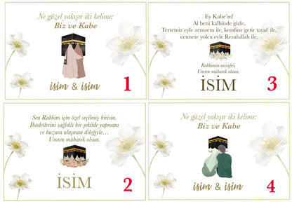 Personalized Umrah Gift Set White Flower Turkish