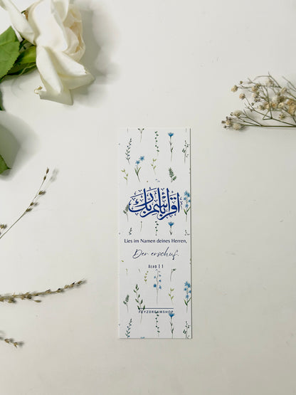 Bookmark "Blue flower" German/Turkish
