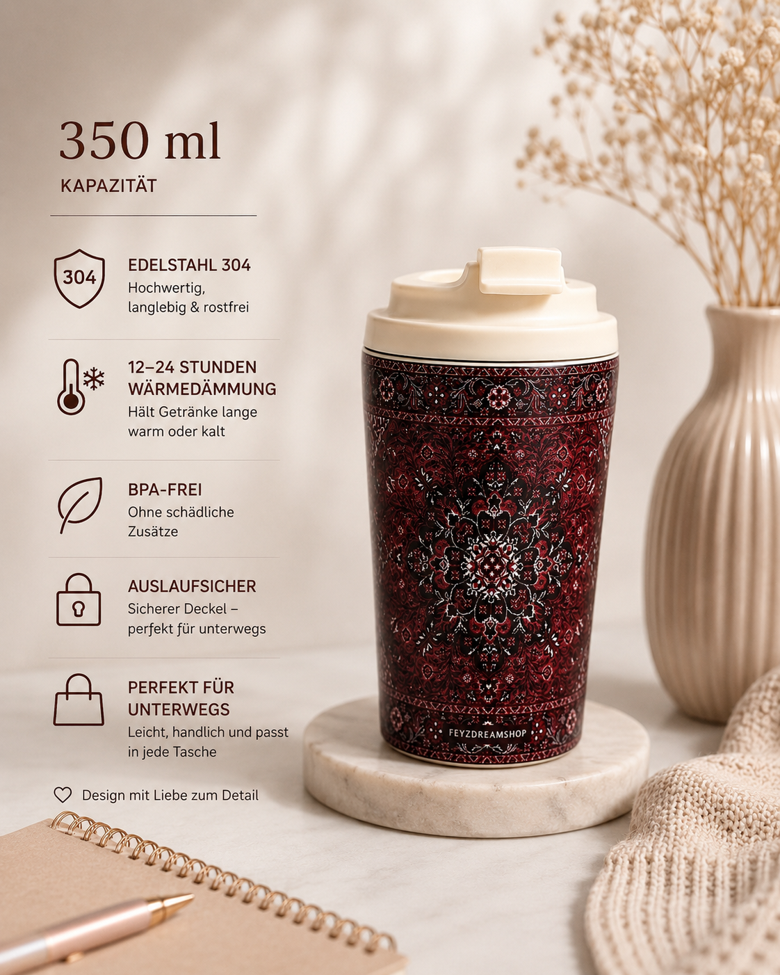 Red Rug Thermobecher aus Edelstahl
