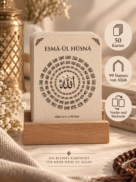 Esmaul Husna Karten mit Holzständer